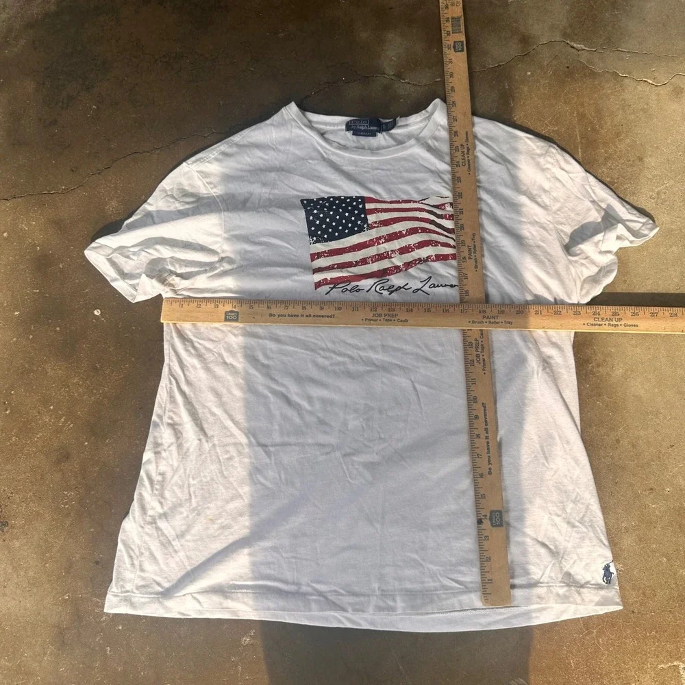 Polo Ralph Lauren T-Shirt Mens XL White Good American Flag Graphic Classic Fit